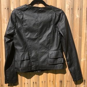 Collarless Leather Jacket